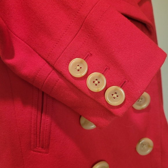 J. Crew Red Wool Blend Double Breasted Cropped Pea Coat SZ 10 - Picture 5 of 12
